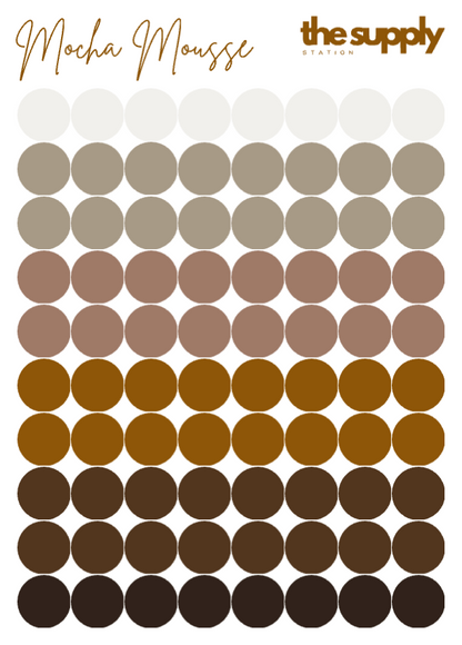 Mocha Mousse Round Sticker Sheets