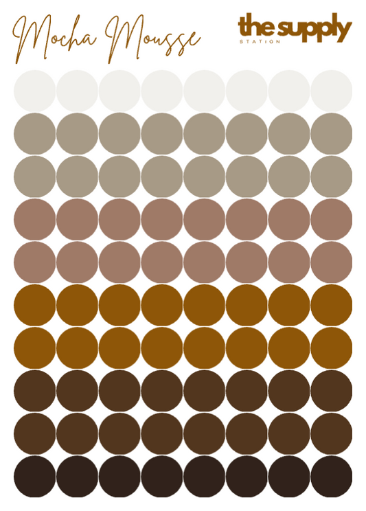 Mocha Mousse Round Sticker Sheets
