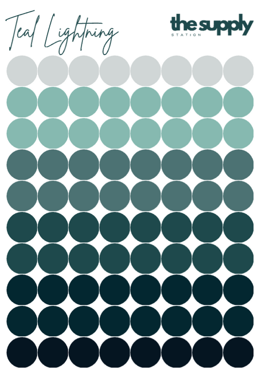 Teal Lightning Round Sticker Sheets